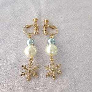 Gold Snowflake Clip-On Earrings